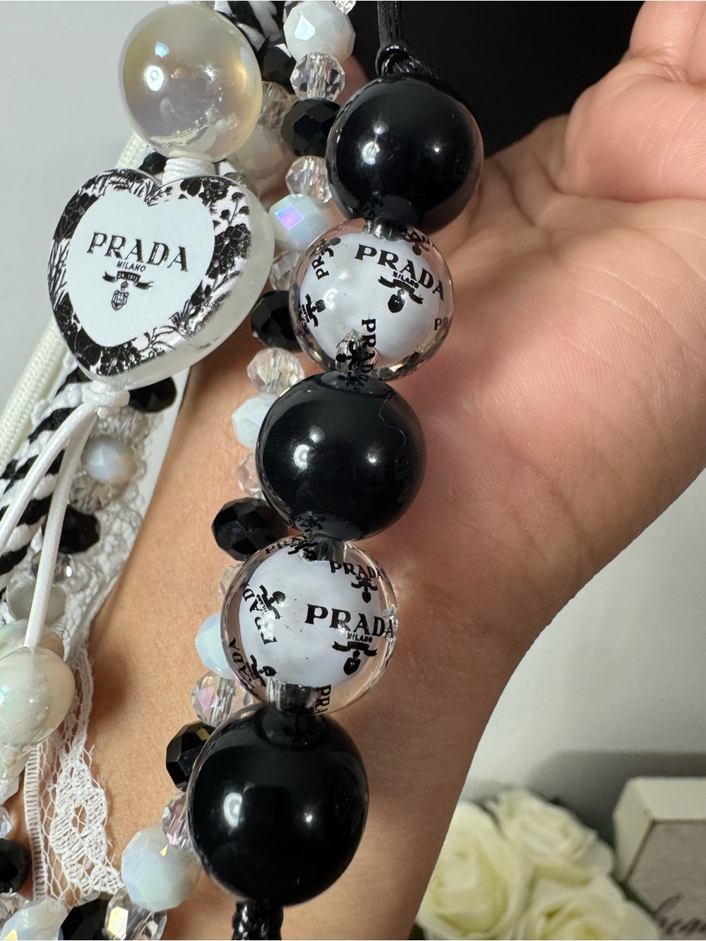 Black & White Phone/Key/Bag Chain #P1119 - Picture 5 of 10